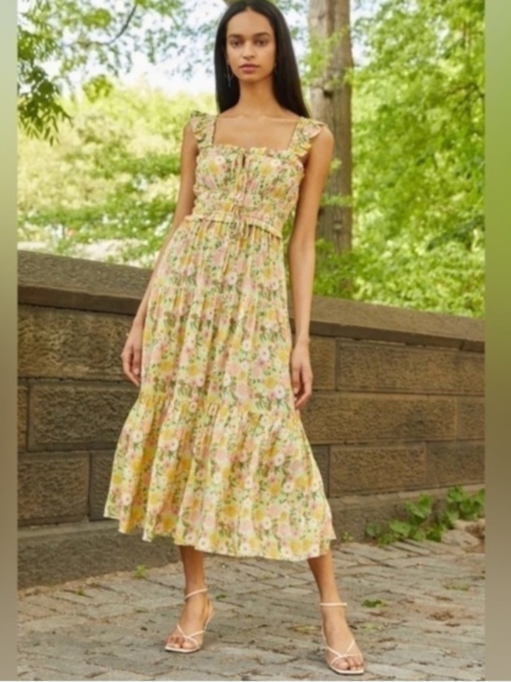 YUMI KIM Libby Dress in Sunny Meadows‎ Yellow Floral Size XS
